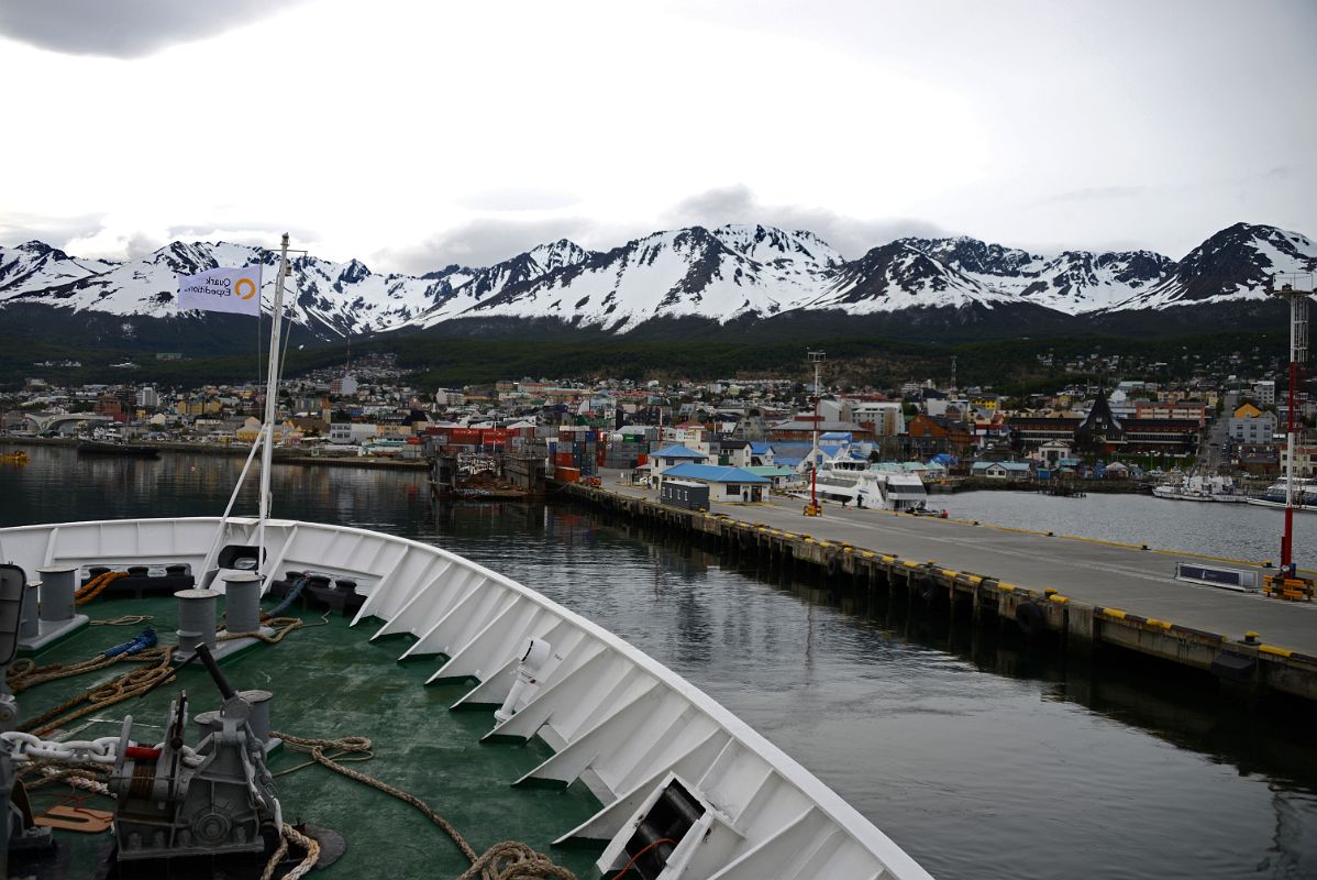 01A Cruise Ship Leaving Port With Martial Mountains Towering Over Ushuaia